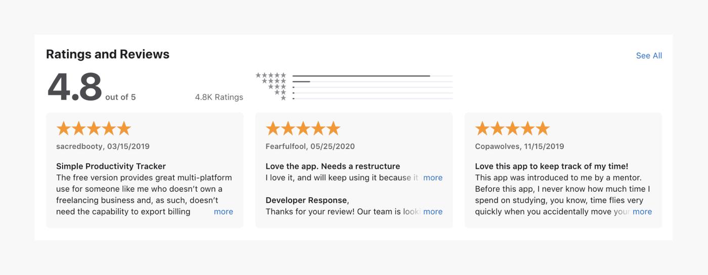 App store reviews