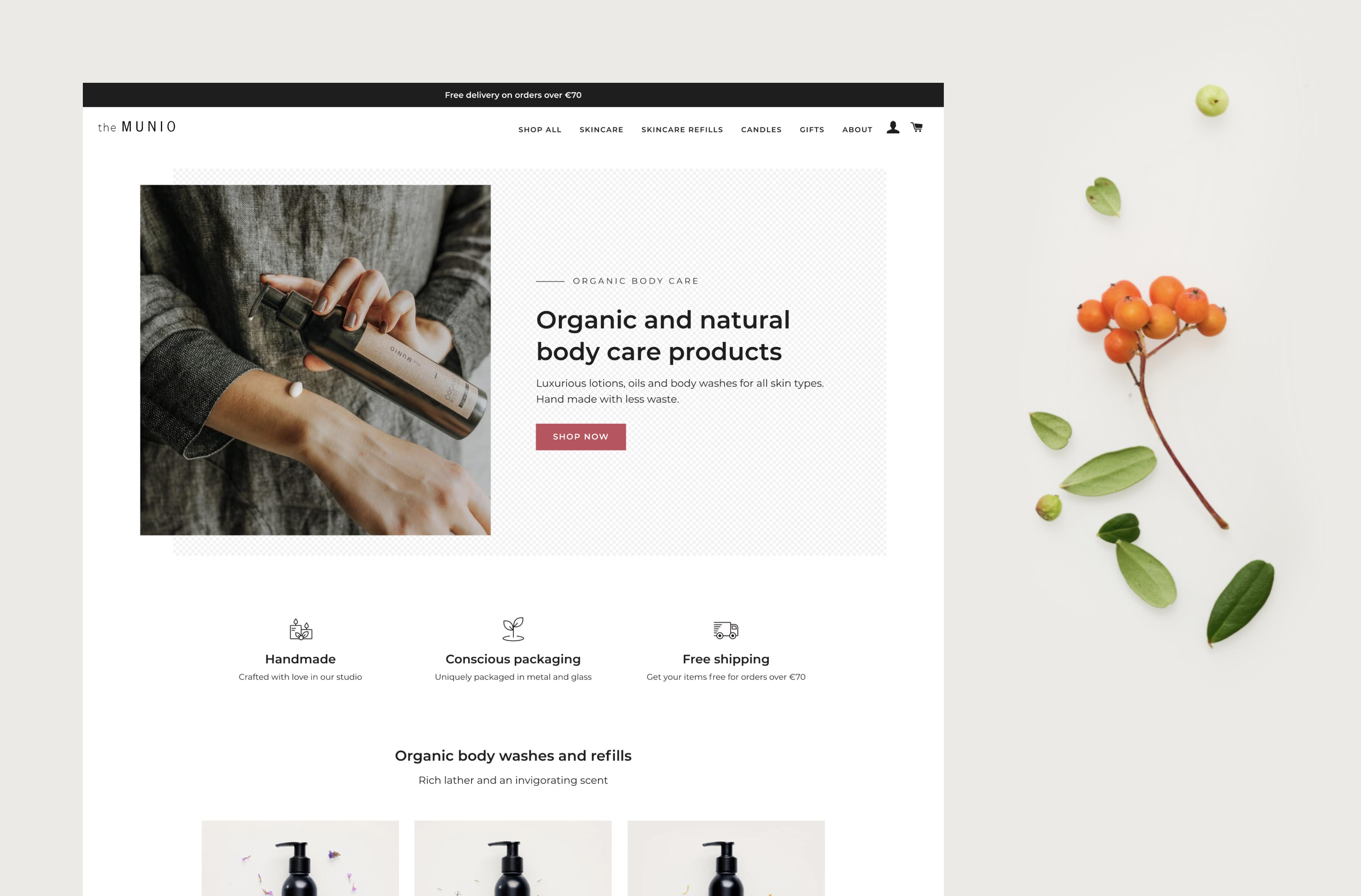 A marketing / landing page created for the new product line