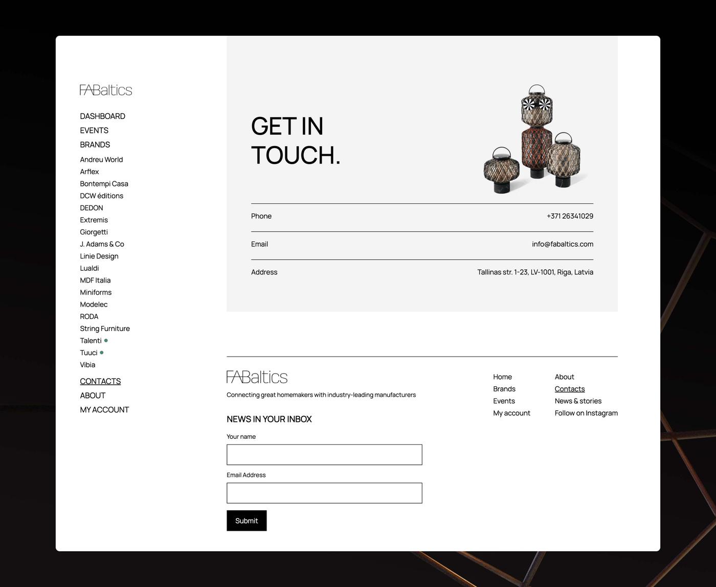 Fabaltics desktop contacts